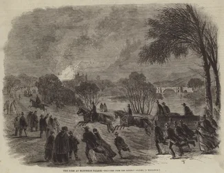 Das Feuer im Blenheim Palace (Gravur)