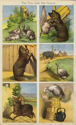 Der Fuchs und die Gänse (Farblithografie)