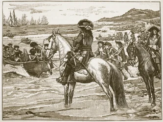 Die Franzosen ziehen sich aus Torbay zurück, Illustration aus Cassells Illustrierter Geschichte Englands