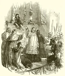 Der zukünftige Peter der Große beobachtet einen Aufstand