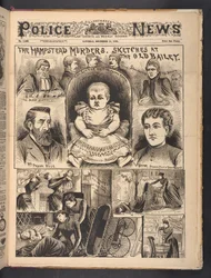 Die Hampstead-Morde, Skizzen am Old Bailey, aus The Illustrated Police News, Samstag, 13. Dezember 1890