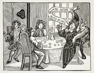 Die Geschichte von Dr. John Faustus, Illustration aus Chap-books of the Eighteenth Century von John Ashton, veröffentlicht 1882