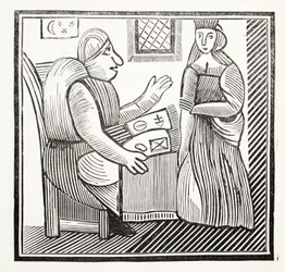 Die Geschichte von Mutter Bunch aus dem Westen, Illustration aus Chap-books of the Eighteenth Century von John Ashton, veröffentlicht 1882