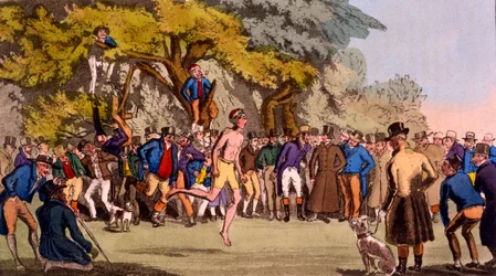 Das Hüpfen auf Clapham Common, aus Egans Sporting Anecdotes, veröffentlicht 1827