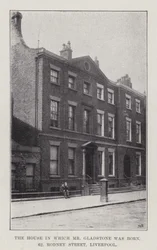 Das Haus, in dem Mr. Gladstone geboren wurde, 62, Rodney Street, Liverpool (Gravur)