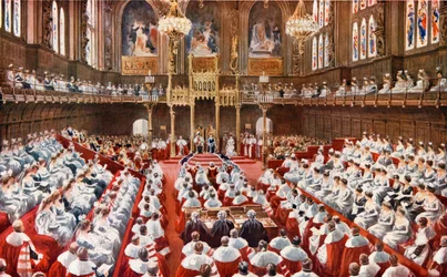 Das House of Lords. Die Eröffnung des Parlaments durch Seine Majestät den König