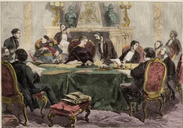 Die Kaiserin Eugenie leitet einen Ministerrat im Palais de l