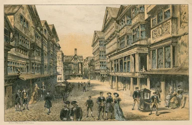 Die Internationale Gesundheitsausstellung in South Kensington, 1884: die alte Londoner Straße