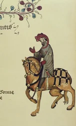 Der Ritter, Faksimile-Detail aus den Canterbury Tales von Geoffrey Chaucer
