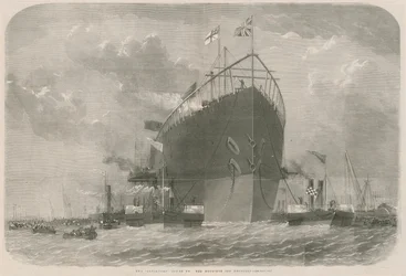 Der Leviathan wird zu seinen Liegeplätzen vor Deptford geschleppt