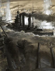 Der Löwe wendet sich während der Schlacht von Jütland der deutschen Flotte zu