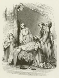 Die Malabar-Frauen waschen den Körper von Virginia (Stich)