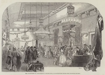 Kostümball der Marquise von Londonderry im Holdernesse House, die Skulpturengalerie (Stich)