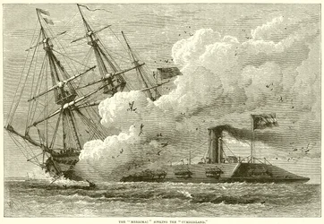 Die Merrimac versenkt die Cumberland