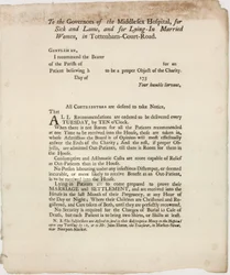 Das Middlesex Hospital, nahe der Oxford Street. Empfehlungsschreiben