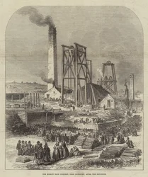 Morley Main Colliery, nahe Dewsbury, nach der Explosion (Gravur)