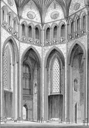 Das Oktagon, von Südosten, aus Grafischen und Literarischen Illustrationen von Fonthill Abbey von John Britton, 1823