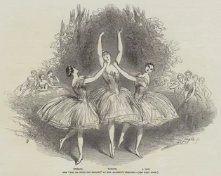 Der "Pas de Trois des Graces" im Theater Ihrer Majestät (Stich)