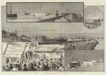 Der Prinz und die Prinzessin von Wales in Irland (Gravur)