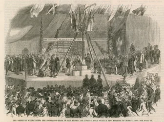 Der Prinz von Wales legt den Grundstein für die neuen Gebäude der Britischen und Ausländischen Bibelgesellschaft