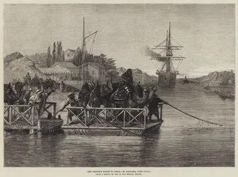 Die Route des Prinzen nach Indien, El Kantara, Suezkanal (Stich)