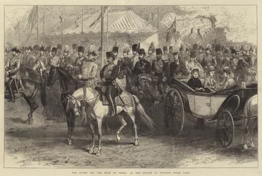 Die Königin und der Schah von Persien bei der Parade im Windsor Great Park