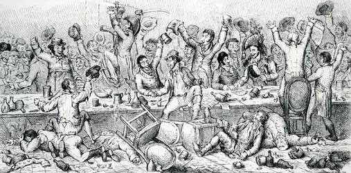 Das Reformers Dinner, Illustration aus dem Satirist, 1809