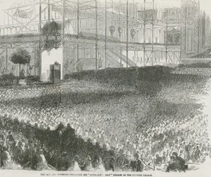 Der Reverend Charles Haddon Spurgeon predigt seine Demutstagspredigt im Crystal Palace