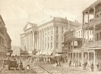 Das Saint Charles Hotel in der St. Charles Street, New Orleans in den 1880er Jahren (Litho)