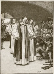 Die sieben Bischöfe betreten den Tower, Illustration aus Cassells Illustrierter Geschichte Englands