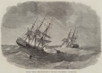 Das Schiff "Bengal" rettet die Besatzung der "The Child of the Regiment" (Gravur)