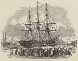 Die "St. Lawrence" im Southampton Dock, entlädt Waren für die Große Ausstellung (Stich)