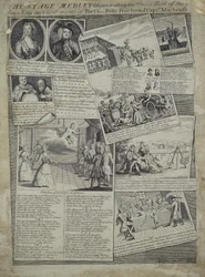 Das Bühnenmedley, das den höflichen Geschmack der Stadt und die unvergleichlichen Verdienste des Dichters G., Polly Peachum und Captain Macheath darstellt, ca. 1728