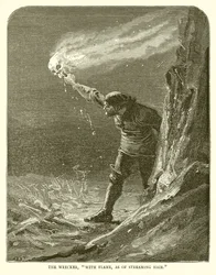 Der Wracker, mit Flamme, wie von strömendem Haar