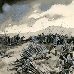 Die Schlacht von Crecy, wo englische Bogenschützen die französische Kavallerie zerstörten