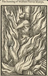 Die Verbrennung von William Hunter, Märtyrer (Gravur)