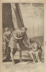 Der besiegte Perseus zu Füßen von Lucius Aemilius Paullus in den Makedonischen Kriegen