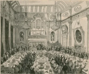 Das Dinner, das Sir H Hardinge von der East India Company im London Tavern gegeben wurde, 1844