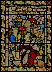 Das Ostfenster, das die Anbetung der Weisen darstellt