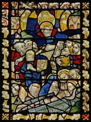 Das Ostfenster, das die Grablegung darstellt