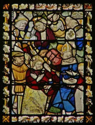 Das Ostfenster, das die Verspottung Christi darstellt?