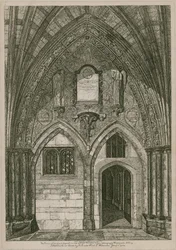 Der Eingang vom östlichen Kreuzgang zum alten Kapitelhaus, Westminster Abbey, London