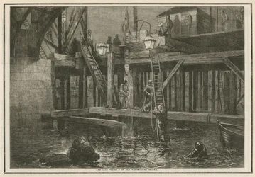 Die letzten Überreste der alten Westminster Bridge