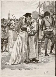 Der Abschied von Sir Thomas More und seiner Tochter, Illustration aus Cassells Illustrierter Geschichte Englands