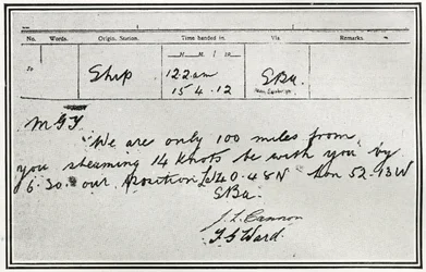 Die Antwort des russischen Dampfers Birma auf die Hilferufe der Titanic, aus 