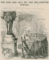Der Aufstieg und Fall der Wellington-Statue; Karikatur