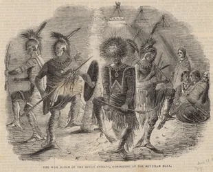 Der Kriegstanz der Ioway-Indianer, ausgestellt in der Egyptian Hall