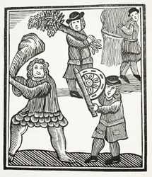 Thomas Hickathrift, Illustration aus Chap-books des achtzehnten Jahrhunderts von John Ashton, veröffentlicht 1882