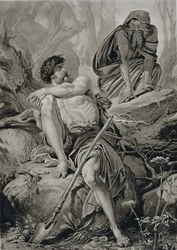 Timon und Apemantus, aus Timon von Athen von William Shakespeare (1564-1616)