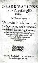 Titelseite für Observations in the Art of English Poesie von Thomas Campion, veröffentlicht 1602